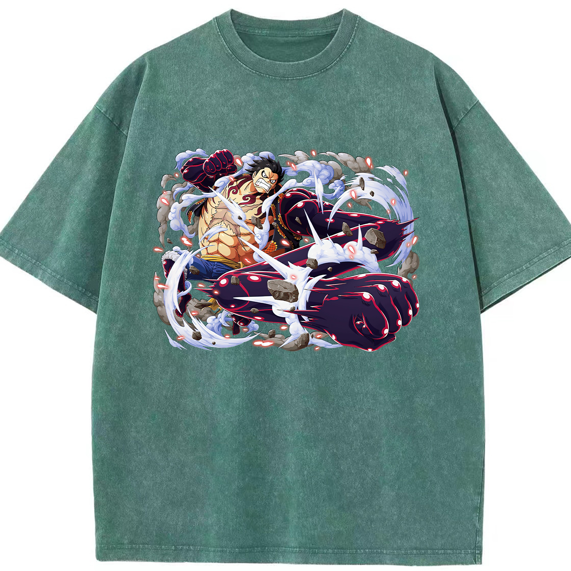 ワンピース モンキー・D・ルフィ ONE PIECE Monkey D. Luffy 綿100% ヴィンテージ風 半袖Tシャツ（フロントプリント）